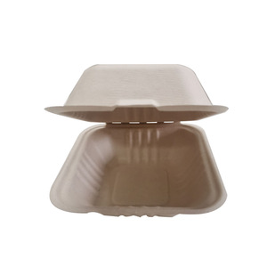 Có thể phân hủy dùng một lần mía Hộp Ăn Trưa 9x6 inch Takeaway bã mía container thực phẩm bã mía vỏ sò - Product Image 6