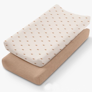 Housse de lit bébé ajustée personnalisée en coton biologique tissé à motif imprimé dessin animé pour nouveau-né et nourrisson, toutes saisons - Product Image 1