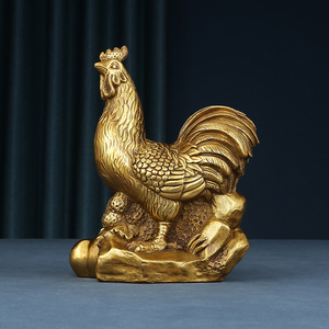 Copper World Bronze Rooster Figurine Handmade Zodiac Animal Sculpture Home Decor Living Room Gift Chinese New Year <b>Ornament</b> - Product Image 3