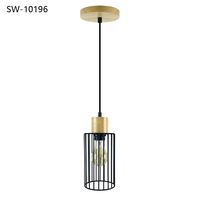 Lámpara Colgante LED de Madera para Mesa de Comedor, 220V, Estilo Nórdico Moderno, Lámpara de Techo Artística con Jaula de Hierro para Interiores