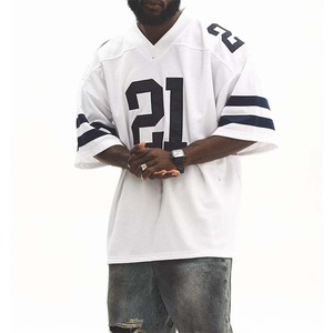 Street Wear 100% Polyester Fabric Applique Embroidery Custom Oversized Football <strong>Jersey</strong> Blank Mesh American Football <strong>Jersey</strong> - Product Image 1