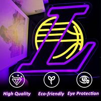 Laker Basketball Team Logo LED Neon Light Sign Décoration murale pour Man Cave Bar Pub Teen Boys' Game Room Cadeaux d'anniversaire pour hommes