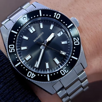 Montre automatique de plongée pour hommes, bracelet en acier inoxydable, lunette rotative, aiguilles lumineuses, affichage de la date, montre-bracelet de sport pour hommes
