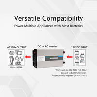 Pretiosus Inverter Factory 1000w 1kw avec convertisseur de puissance à onde sinusoïdale modifiée USB DC12/24v à AC110/120/210/220v