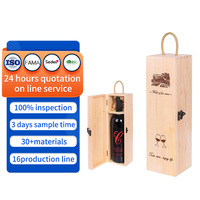 Caixa de Presente de Vinho de Madeira Personalizada com Alça de Corda Trançada e Embalagem Vintage, Ideal para Casamentos e Festas