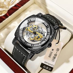 Binbond Retro Carved <b>Men's</b> Sports <b>Watch</b> Tourbillon Luminous Hollow Design 22mm Leather Alloy Glass <b>Quartz</b> Fashion <b>Watch</b> - Product Image 6