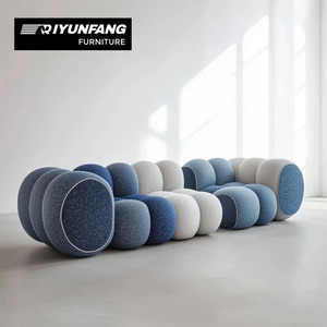 Canapé modulaire moderne en tissu rembourré avec accoudoirs en pierre et coussins rembourrés en éponge pour appartement et hôtel - Product Image 1