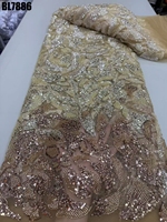 Tissu en maille de haute qualité avec appliques de dentelle perlée 3D modernes 2025 pour robes de mariée et sacs – Prix de gros