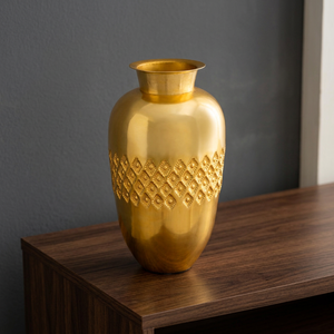 AK Brass Mini <b>Small</b> Yellow Gold Designer <b>Flower</b> <b>Vases</b> For Living Room Table Decoration - Product Image 2