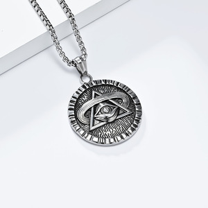 yunnique cross-border personalized retro Egyptian geometric round pendant Horus Eye necklace Dongguan factory whole - Product Image 3