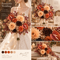 Bouquet de mariée artificiel en terre cuite, fleurs de mariage en plastique, boule de fleurs moderne faite à la main, centres de table pour la mariée, automne