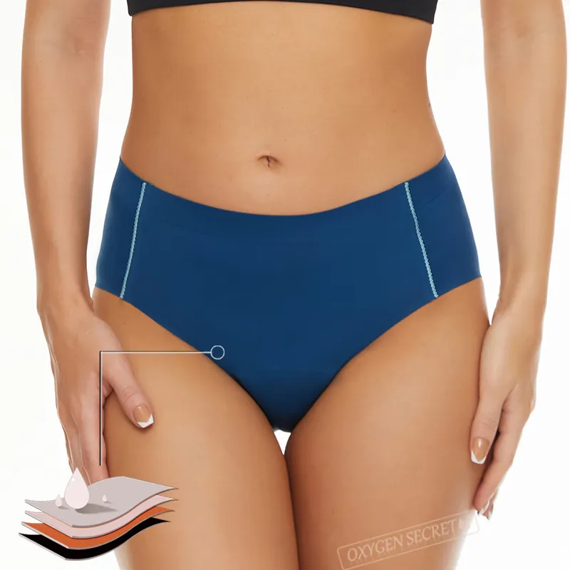 OEM Navy Blue Lace Waterproof No Leak Panty Briefs For Adult Ladies Women Washable Underwear Swimming Briefs