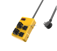 Stop Kontak Industri Logam 20A dengan 4 Outlet, Pelindung Lonjakan Arus, Penutup Pengaman, Kabel Ekstensi 1.5FT-25FT
