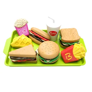 メーカーサプライヤー中国取り外し可能な食品玩具バーガー品揃え食品プレイセット子供用食品プレイセットキッチン玩具