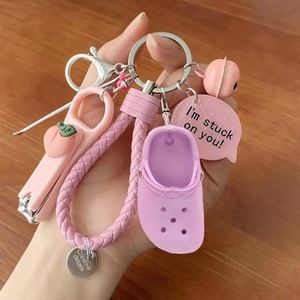 Quick Delivery Mini Rubber Slipper Keychain Funny Shoe Keyring for Bags Wallets Luggage Cute Silicone Hole Sandals Key Chain RTS - Product Image 2