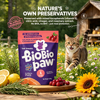 Friandises saines pour chats OEM - Biscuits faibles en calories et riches en protéines avec canneberge et graines de lin, sans blé, maïs ni soja, prêts pour l'étiquetage privé