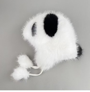 Của Phụ nữ mùa đông ấm áp Nga máy bay ném bom Fox lông cap bông tai thiết lập mô hình sang trọng 100% Polyester dệt kim ủng hộ may mặc đồ chơi sử dụng - Product Image 5