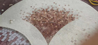 Éventail coloré de piscine, écailles de poisson, Art rouge Beige mur de sol, salle de bains marbre mosaïque carrelage