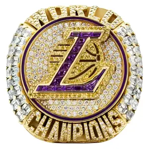 Männer Basketball Cubic Zircon Lakers Benutzer definierte Meisterschaft Ring Iced Out Kristall CZ Los Angeles Lakers Champion Ringe