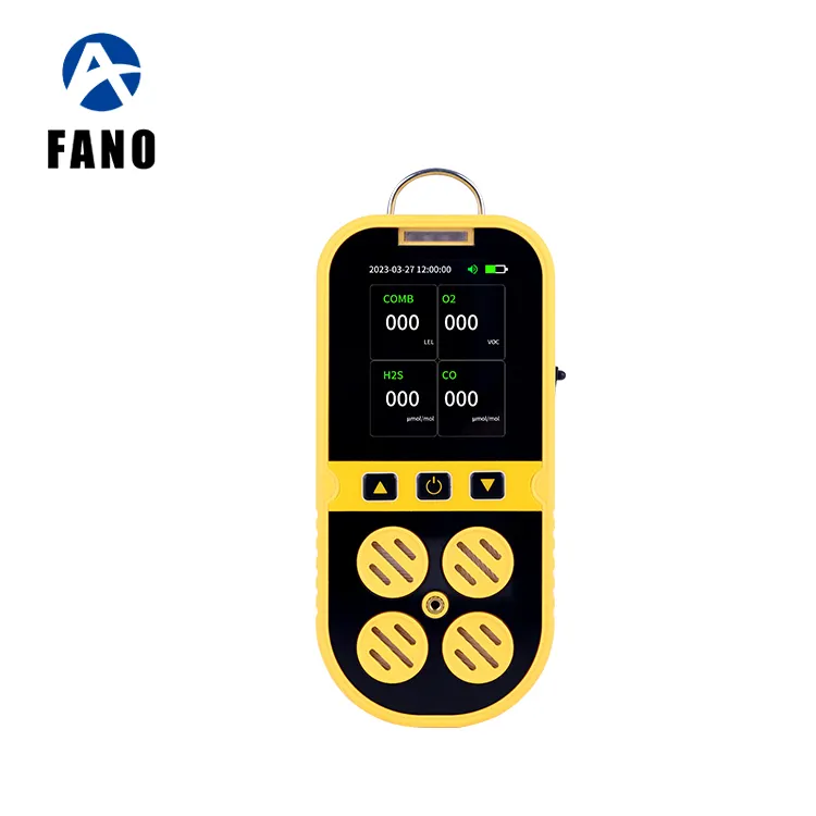 FANO Haute Précision Ethlyene EX O2 H2S CO LEL PPM Capteur Rechargeable Multi Gaz Moniteur Testeur Analyseur 4 en 1 Détecteur de Gaz