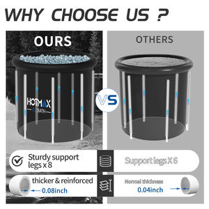 Vanace Bañera de Hielo Inflable de PVC con Logotipo Personalizado, 8 Varillas, 60 galones+, Enfriador de Agua Fría para Recuperación Deportiva, Terapia Médica y Uso en Exteriores - Product Image 6