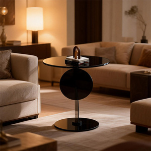 Mesa Auxiliar Moderna de Vidrio <span class=keywords><strong>para</strong></span> Sala de Estar, Dormitorio o Balcón - Mesa de Centro de Lujo <span class=keywords><strong>para</strong></span> Esquina - Product Image 1