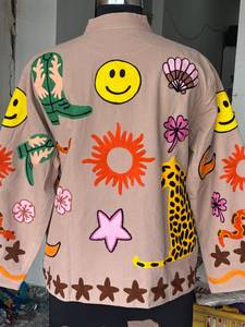 เสื้อแจ็คเก็ตผ้าฝ้ายปักมือลายการ์ตูน คอจีน แขนยาว สไตล์โบฮีเมียนสำหรับฤดูใบไม้ผลิ - Product Image 4