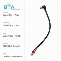 Prise mâle DC OEM à angle droit 90 degrés 5,5x2,5 mm vers borne de câble Eurostyle, câble UL1185 18AWG de 185 mm pour alimentation industrielle