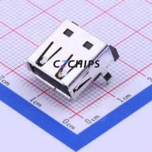 UBA-R4R-D14-4D(LF)(SN) USB Connector Bent Lead Through Hole Connector Type-A USB 2.0 Female Right Angle Insert - Product Image 1