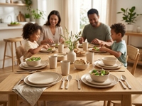 Ensemble de vaisselle en paille de blé beige, vaisselle jetable, bol, assiette, tasse, cuillère pour la salle à manger à domicile