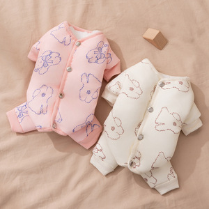 Manteau rembourré en coton pour animaux de compagnie, motif ours imprimé, pour chats et chiens, vêtements d'hiver chauds doublés de polaire - Product Image 2