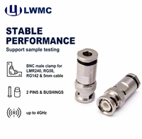 Connecteur mâle BNC LWMC à sertir pour câbles LMR240, RG58, RG142 et 5mm, 2 broches et douilles, jusqu'à 4 GHz