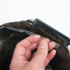 Sistema de Reemplazo Capilar Masculino Invisible de Primera Calidad, Superfino, de 0.02-0.03 MM, con Bucle en V de PU, Cabello Humano Indio, Venta al por Mayor para Hombres - Product Image 5