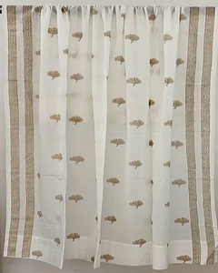 Nouveaux rideaux en coton imprimés à la main motif vague, taille et couleur personnalisables, tissu léger tissé, occultation totale de la lumière, toutes saisons - Product Image 1