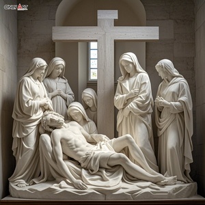 Religión Católica Cristiana piedra grande tallada decimotercera estación cuerpo de Jesús abajo de la Cruz mármol blanco Jesús 14 estación estatua - Product Image 5