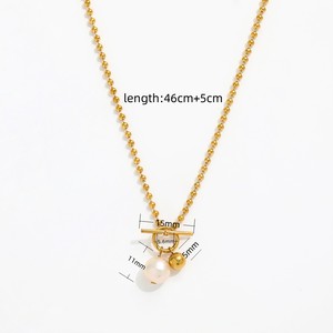 Joolim Jewelry 18K chapado en oro perla de agua dulce colgante Toggle Bead cadena collar joyería de acero inoxidable - Product Image 5