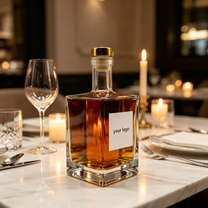 Bouteille en verre carrée transparente de 500 ml et 750 ml pour rhum, whisky, <span class=keywords><strong>vodka</strong></span>, liqueur avec bouchon en liège à vendre - Product Image 3