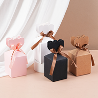 Emballage promotionnel de luxe écologique en papier kraft festonné avec ruban découpé et nœud, personnalisable avec logo, pour cadeaux, bonbons et bijoux de mariage