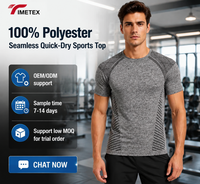 T-shirt de sport personnalisé pour homme, séchage rapide, motif rayé, coupe-vent, en polyester tricoté, à manches courtes, pour l'été