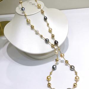 Nuevo Collar de Perlas de Lujo con Colgante de Plata de Ley S925 y Perlas Doradas de 12-13 mm, Casi Impecable, Acabado Esmerilado - Product Image 3