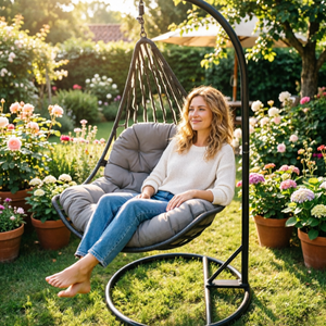 Chaise pivotante de jardin en osier, meuble d'extérieur, livraison gratuite - Product Image 3
