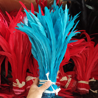 Plume de coq rouge teinte pour artisanat, bricolage, accessoire de costume, chapeau, scène, fête, carnaval, décoration de mariage