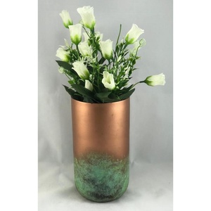 Iron Cylindrical <b>Vase</b> with Patina Finish Handmade Art Deco Industrial Tabletop Decor Eco-Friendly Rust Resistant - Product Image 3