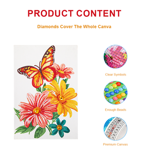 Peinture diamantée sur tissu imprimé de style moderne Vente en gros de fleurs et de papillons Art mural pour la maison, hôtel ou <span class=keywords><strong>caf</strong></span>é Accrochage facile - Product Image 2