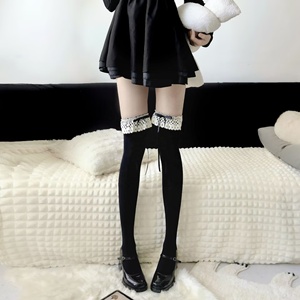 Chaussettes Lolita multi-couches en dentelle au-dessus du genou, <span class=keywords><strong>bas</strong></span> à nœud pour fille, style japonais, chaussettes Caule - Product Image 3