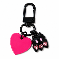 Porte-clés en alliage motif chat, poisson et cœur, mignon et tendance, breloques métalliques DIY, pendentif de sac, sangles de téléphone, cadeaux pour couples, étudiants, amis, enfants