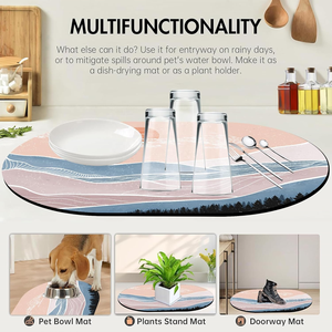 Absorbant séchage rapide abstrait minimaliste tapis <span class=keywords><strong>de</strong></span> salle <span class=keywords><strong>de</strong></span> <span class=keywords><strong>bain</strong></span> tapis montagne et <span class=keywords><strong>soleil</strong></span> ovale <span class=keywords><strong>bain</strong></span> paillasson - Product Image 4