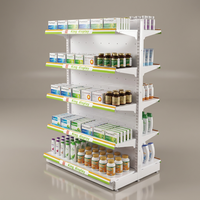 Gondole de supermarché modulaire double face en métal 2026, perforée, robuste, pour affichage commercial, avec revêtement en poudre époxy, direct usine