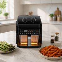 Cuisinière à induction et friteuse à air 2-en-1 sans huile avec écran LED et fenêtre transparente pour cuisine domestique