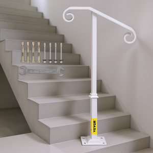 Support de main courante Vevor en fer forgé blanc à poteau unique pour 1 ou 2 marches – Pièces d'escalier - Product Image 2